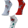 Combo Of 3 Kids Ankle Length Socks:Dear Santa: Grey,Red, Ecru - SOC3-AF-DGRE-6-12