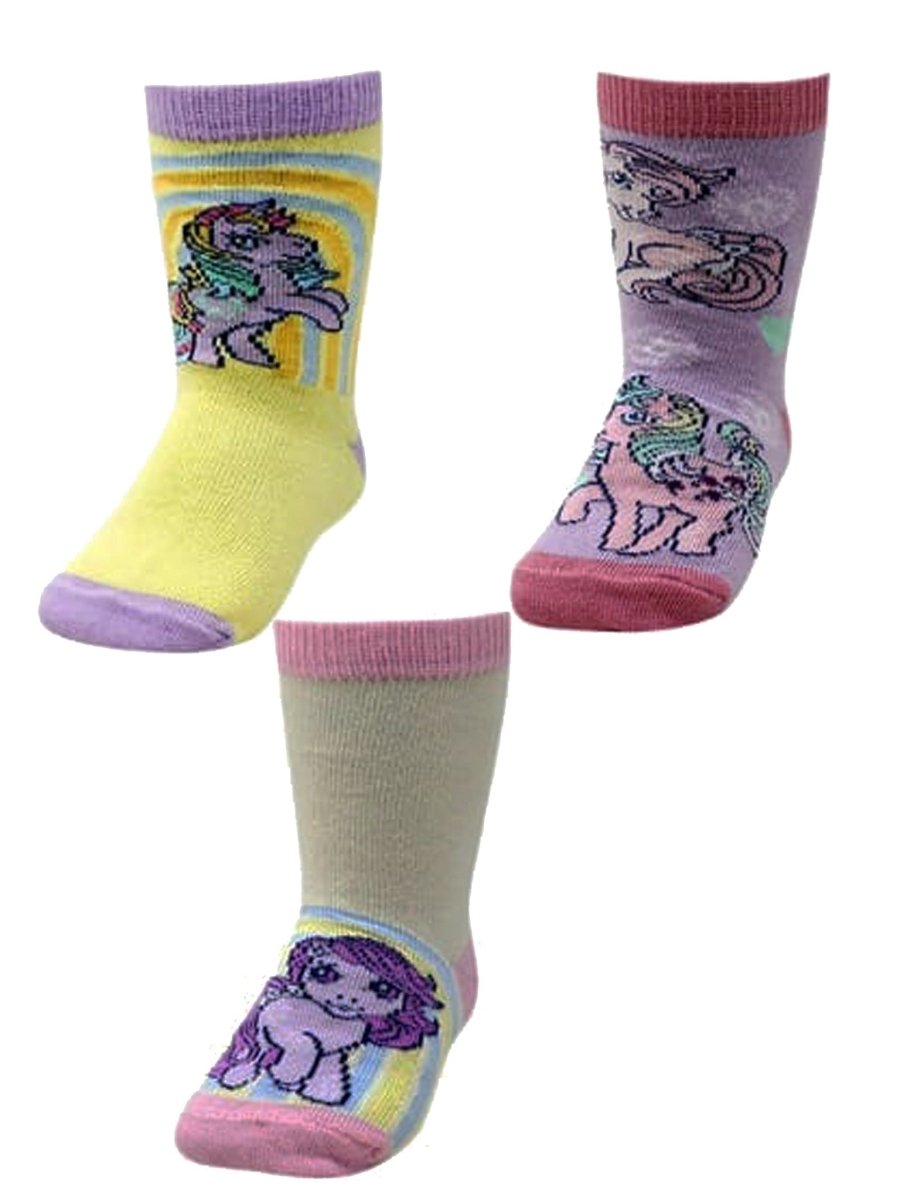 Combo Of 3 Kids Ankle Length Socks:Little Pony-Lemon,Yellow,Lavender - SOC3-AF-LYLV-6-12