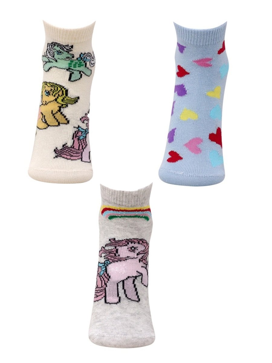 Combo Of 3 Kids Ankle Length Socks:Magic World-Cream, Blue, Grey - SOC3-AF-MCBG-6-12
