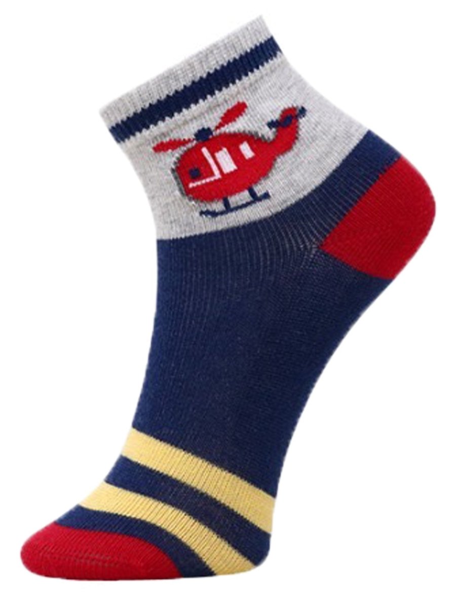 Combo Of 3 Kids Ankle Length Socks:Rider:Off White,Grey,Navy - SOC3-AF-ROGN-6-12