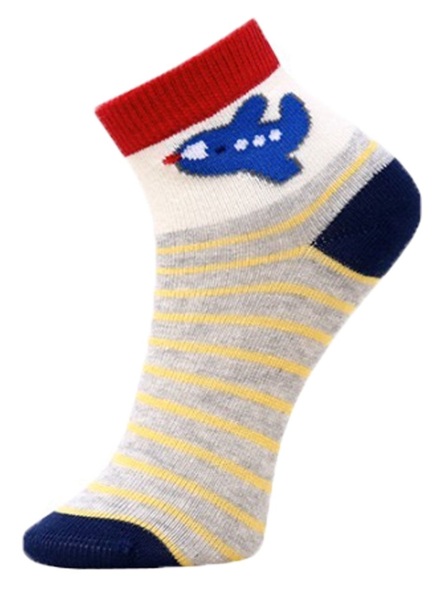 Combo Of 3 Kids Ankle Length Socks:Rider:Off White,Grey,Navy - SOC3-AF-ROGN-6-12