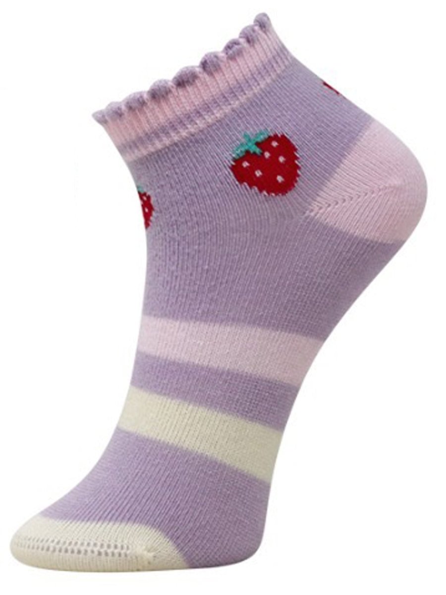 Combo Of 3 Kids Ankle Length Socks:Sweet Berry: Lemon,Pink, Lavender - SOC3-AF-LPL-6-12