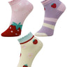 Combo Of 3 Kids Ankle Length Socks:Sweet Berry: Lemon,Pink, Lavender - SOC3-AF-LPL-6-12