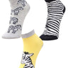 Combo Of 3 Kids Ankle Length Socks:Zebra:Grey, Black,Yellow - SOC3-AF-ZGBY-6-12