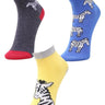 Combo Of 3 Kids Ankle Length Socks:Zebra:Yellow, Ash, Blue - SOC3-AF-ZYAB-6-12