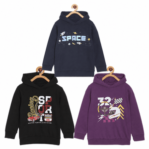 Combo of 3 Kids Hooded Sweatshirts - Black-Navy-Purple Kids Winter Hoodies