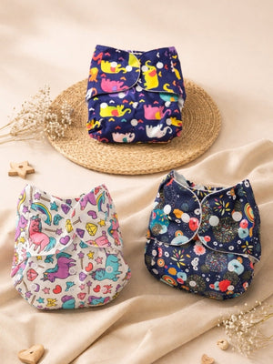 Combo of 3 Reusable Diapers - Option B - 3months - 3years Reusable Cloth Diaper