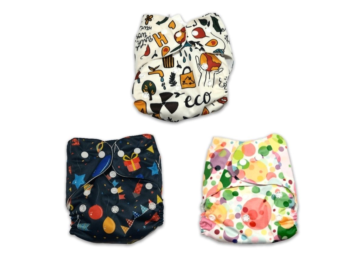 Combo of 3 Reusable Diapers - Option H - DPR-3-EPBL-3-3