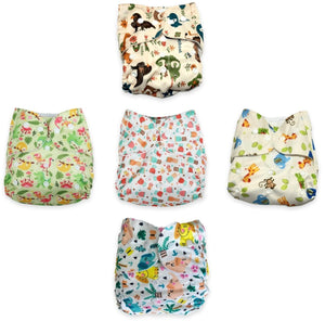 Combo of 5 Reusable Diapers- Option 15 - DPR-5-TBHTJ-3-3
