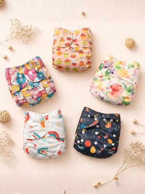 Combo of 5 Reusable Diapers - Option 5 - 3months - 3years Reusable Cloth Diaper