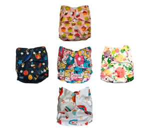 Combo of 5 Reusable Diapers - Option 5 - CD5-BRCMP-3-3