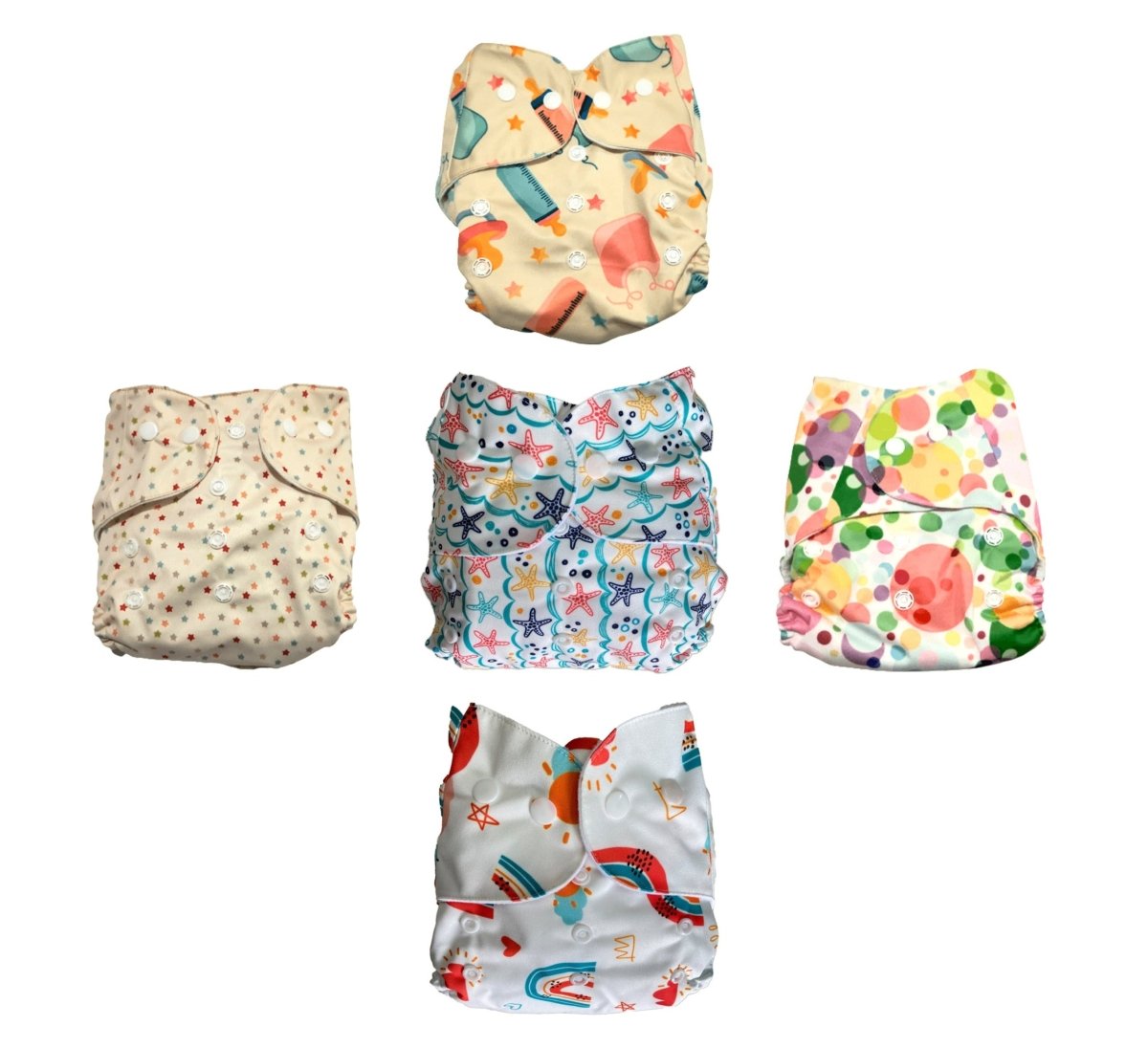 Combo of 5 Reusable Diapers - Option 7 - CD5-RBBCS-3-3