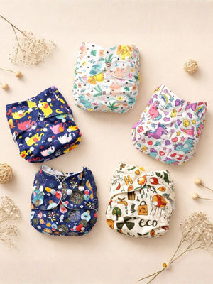 Combo of 5 Reusable Diapers - Option A - 3months - 3years Reusable Cloth Diaper