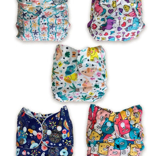 Combo of 5 Reusable Diapers - Option G - DPR-5-SMJRB-3-3