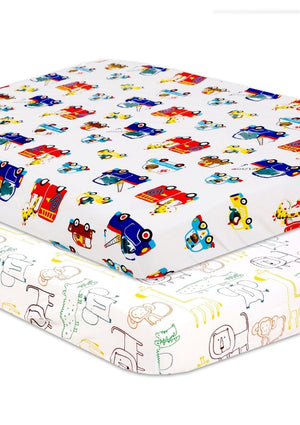 Combo of Baby Crib Sheet - Beep Beep and Jungle Tribe - CRB2-BPJGP