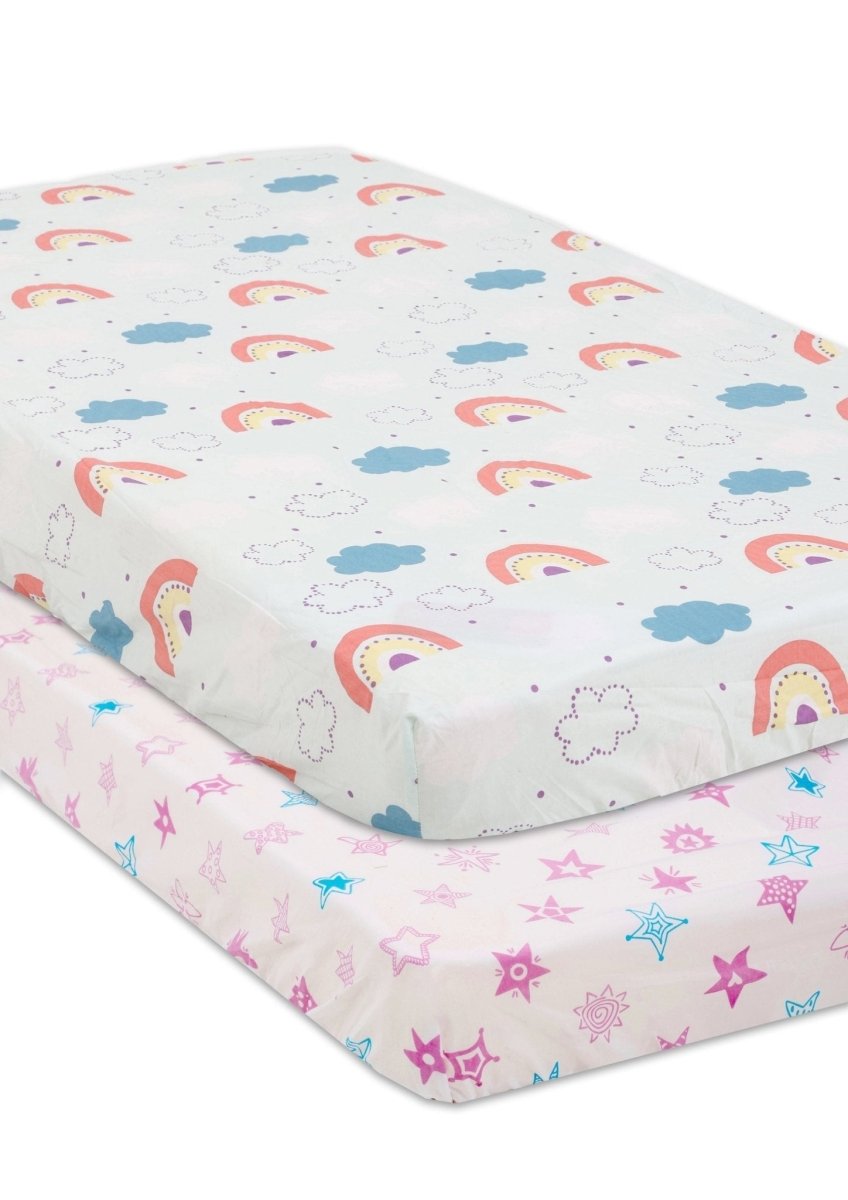 Combo of Baby Crib Sheet - Dreamy Animals and Magical Unicorn - CRB2-DMAMU
