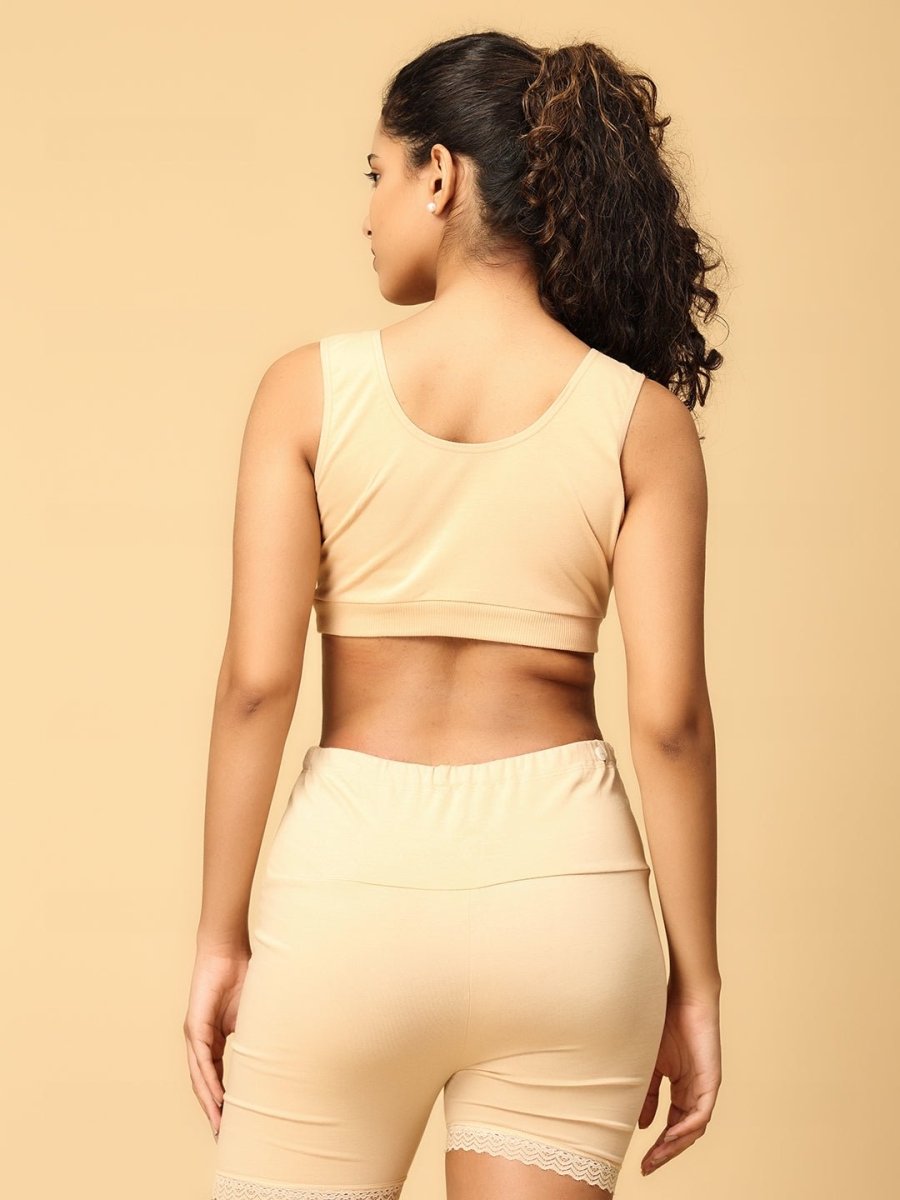 Combo of Beige High Waist Maternity Boyshort and Maternity Nursing Sleep Bra - LNGR2-BGE-BYSB-S
