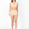 Combo of Beige Maternity Over belly High Waist Lace Panty and Maternity Nursing Sleep Bra - LNGR2-BGE-LPSB-S