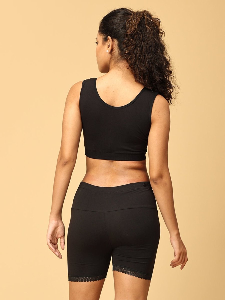 Combo of Black High Waist Maternity Boyshort and Maternity Nursing Sleep Bra - LNGR2-BLK-BYSB-S
