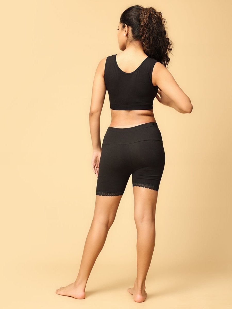 Combo of Black High Waist Maternity Boyshort and Maternity Nursing Sleep Bra - LNGR2-BLK-BYSB-S