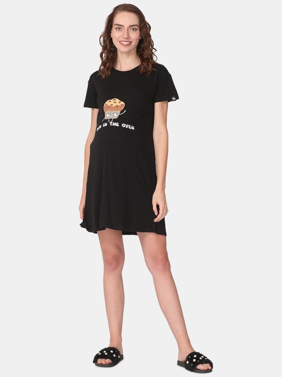 Combo Of Bun in the Oven & Baby On Board Maternity T-Shirt Dress - NW2-BIOBB-S