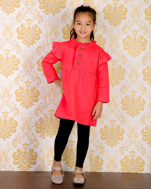 Combo of Girls Cute Raspberry Sweater Dress with Black Leggings - WNCL-DL-CTRB-0-6