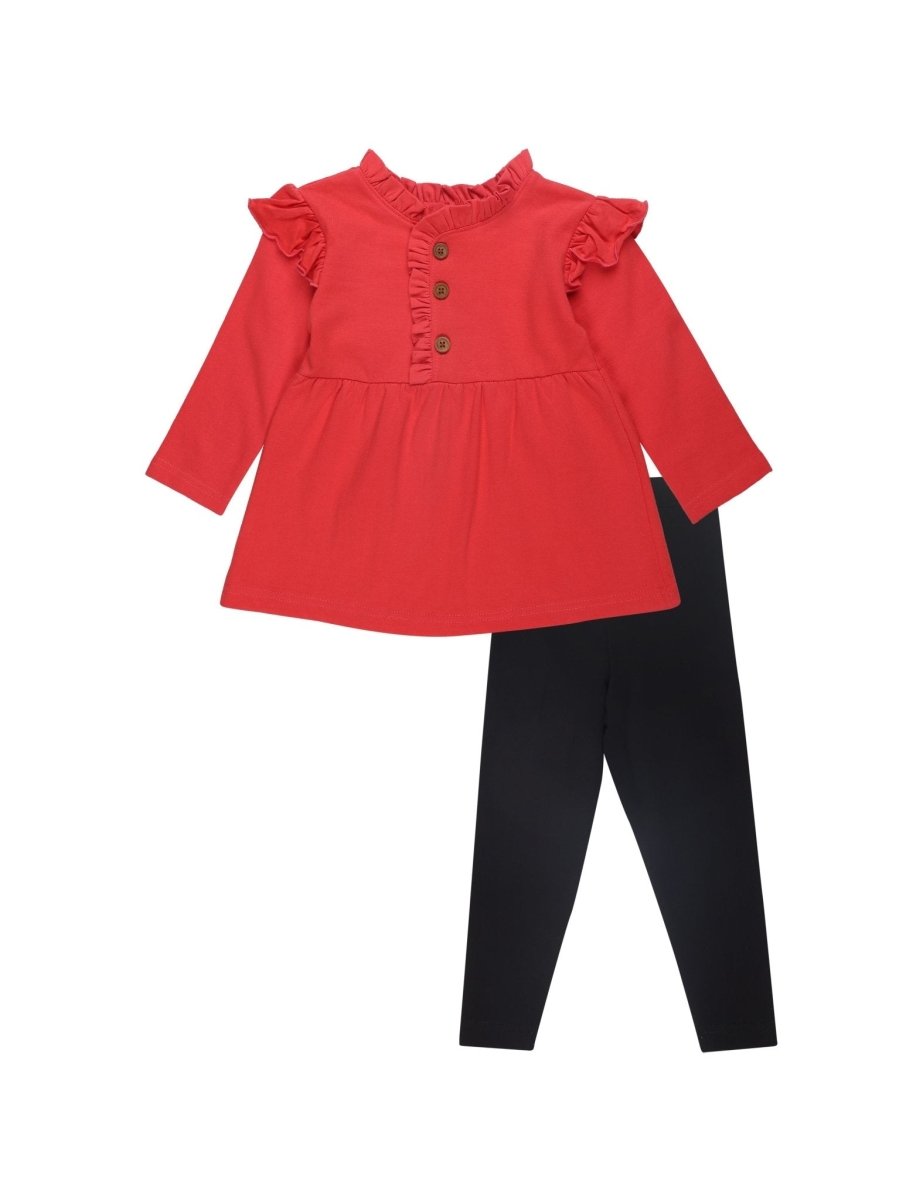 Combo of Girls Cute Raspberry Sweater Dress with Black Leggings - WNCL-DL-CTRB-0-6