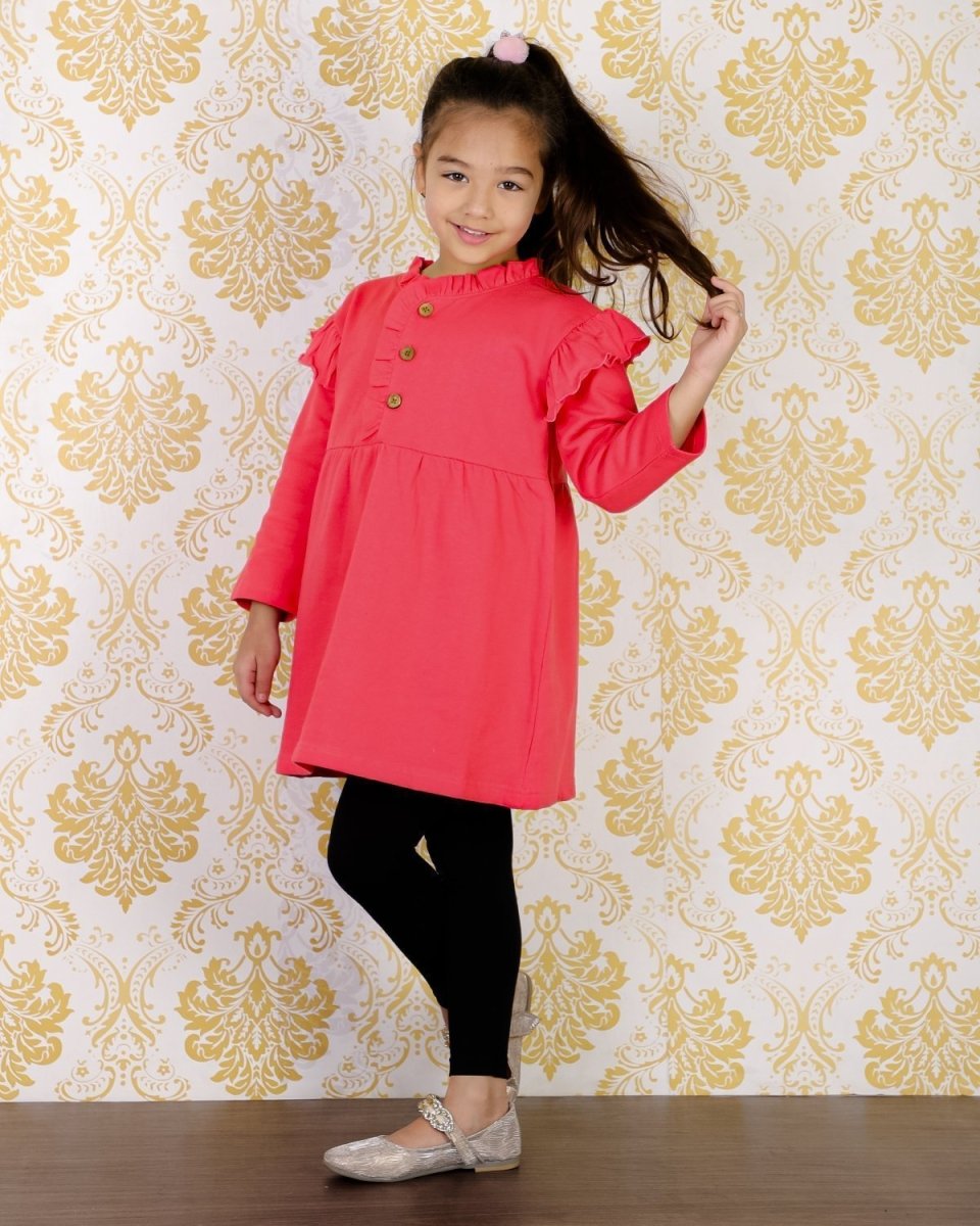 Combo of Girls Cute Raspberry Sweater Dress with Black Leggings - WNCL-DL-CTRB-0-6