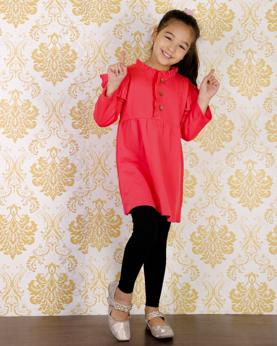 Combo of Girls Cute Raspberry Sweater Dress with Black Leggings - WNCL-DL-CTRB-0-6