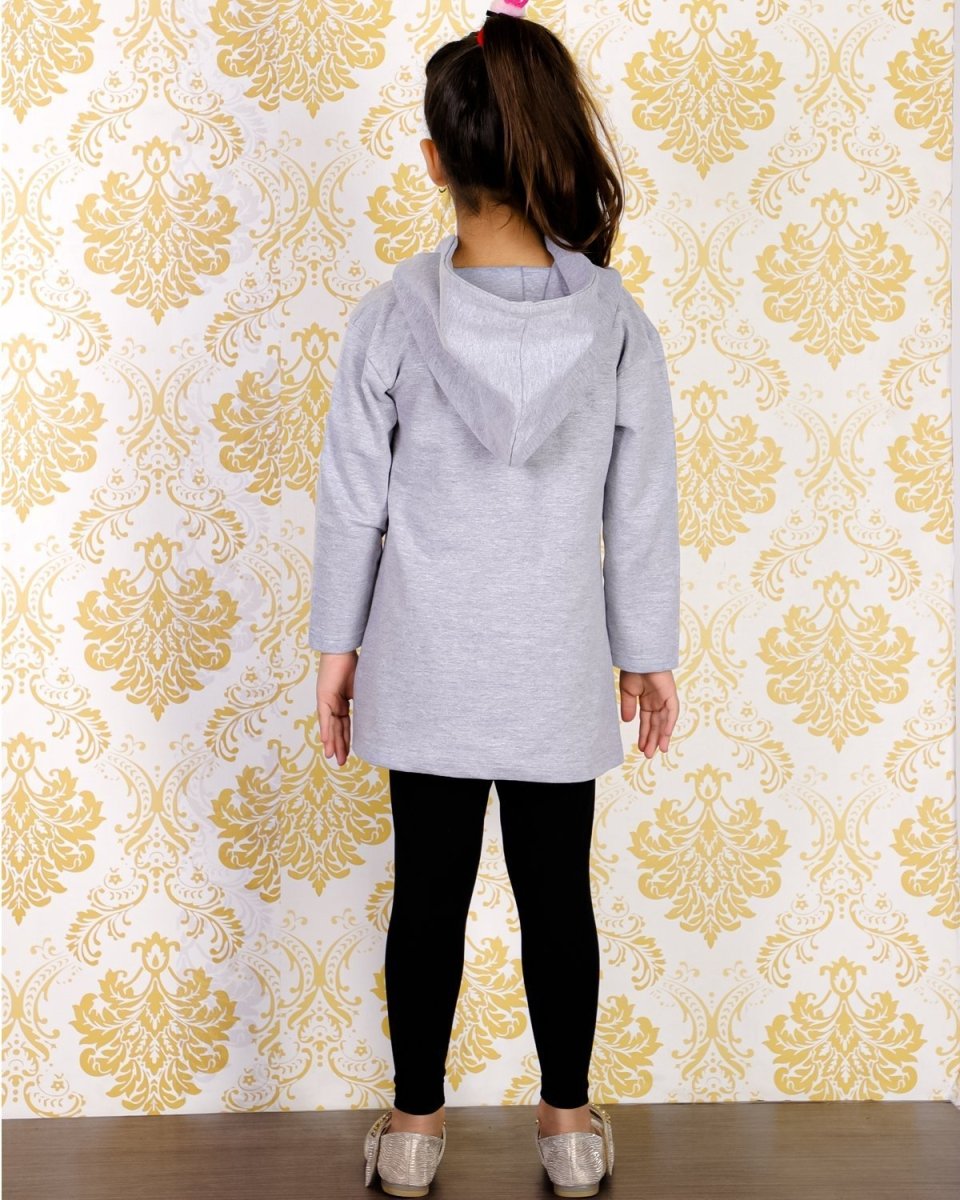 Combo of Girls Little Penguin Hooded Sweater Dress with Black Leggings - WNCL-HL-LTPG-0-6