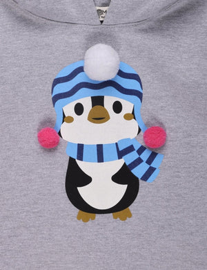 Combo of Girls Little Penguin Hooded Sweater Dress with Black Leggings - WNCL-HL-LTPG-0-6