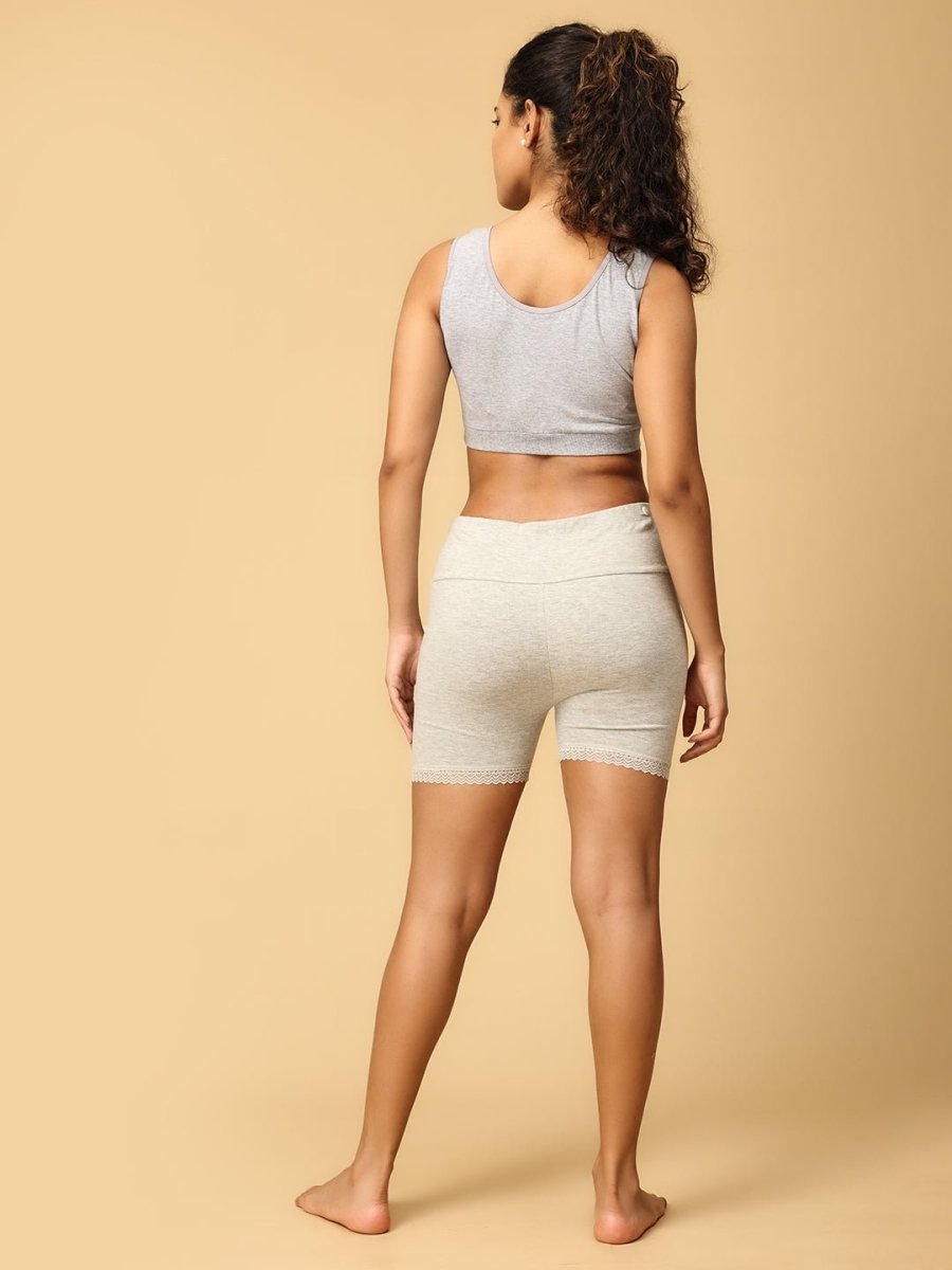 Combo of Gray High Waist Maternity Boyshort and Maternity Nursing Sleep Bra - LNGR2-GRY-BYSB-S