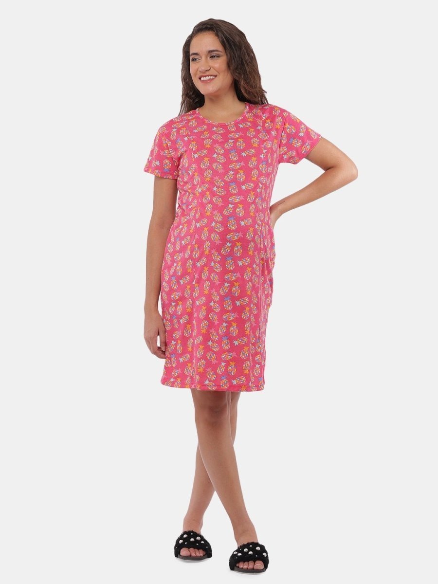Combo Of Lookin' Pine & Sleepy Mumma Maternity T-Shirt Dress - NW2-LKPSLM-S