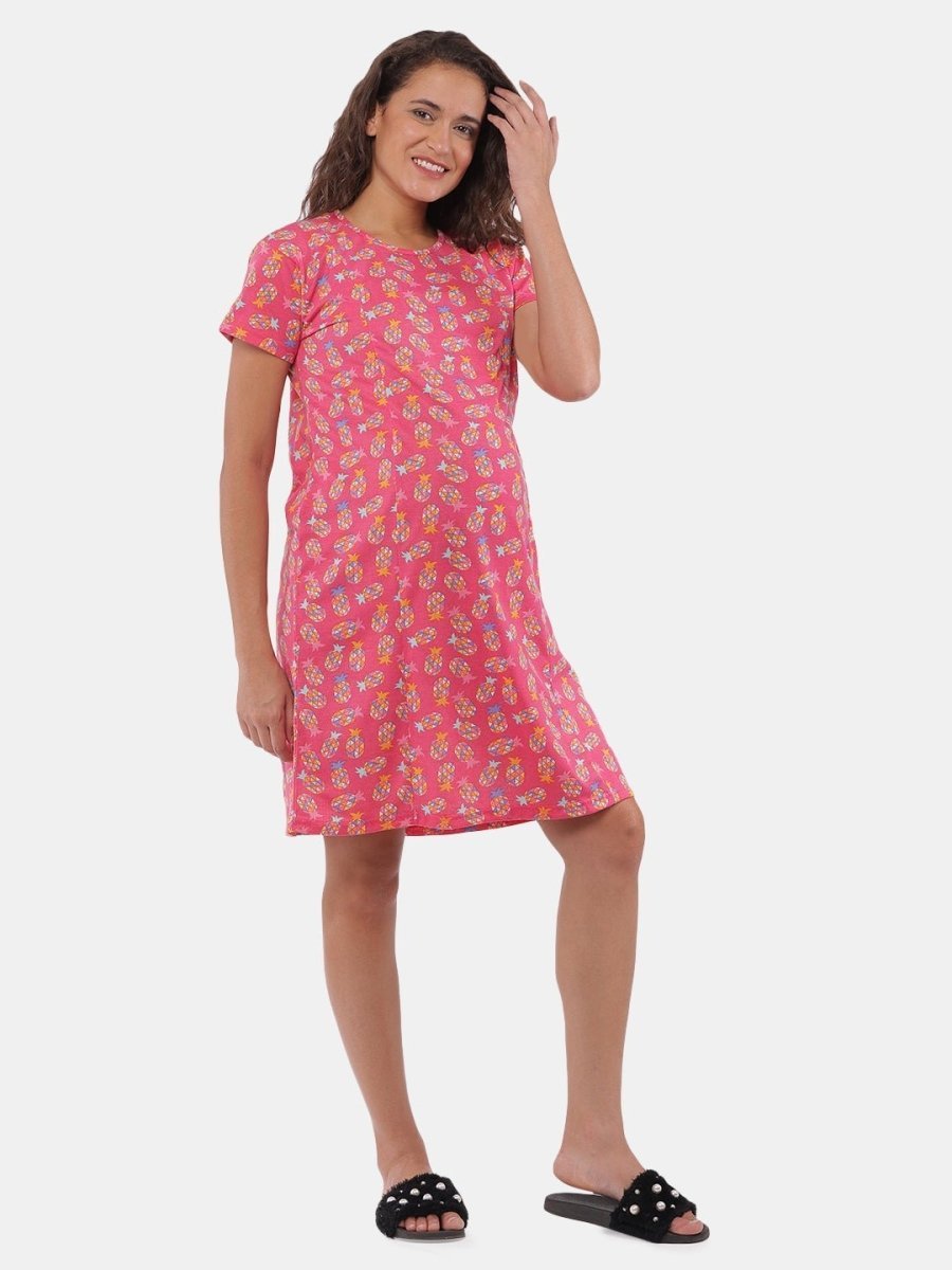 Combo Of Lookin' Pine & Sleepy Mumma Maternity T-Shirt Dress - NW2-LKPSLM-S