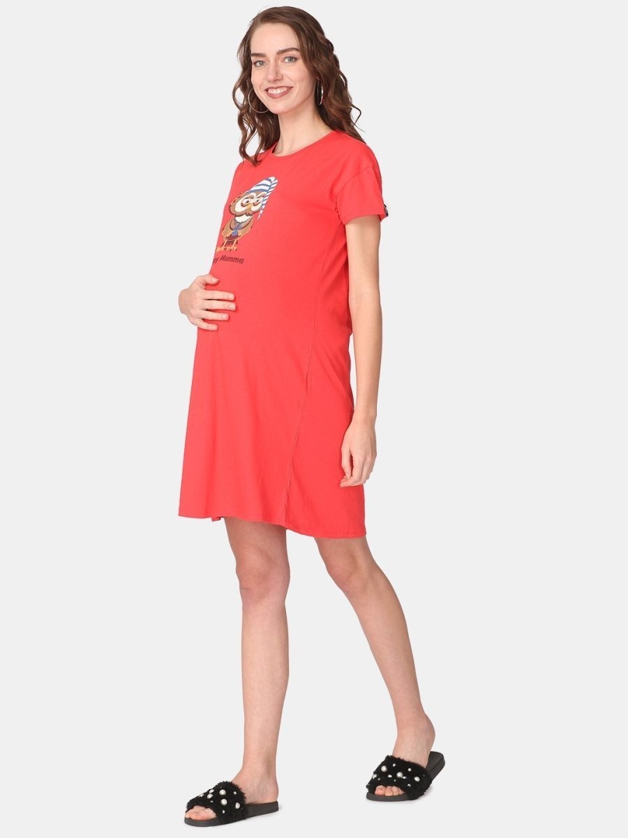 Combo Of Lookin' Pine & Sleepy Mumma Maternity T-Shirt Dress - NW2-LKPSLM-S