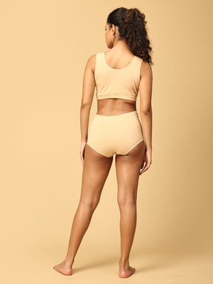 Combo Of Maternity Nursing Sleep Bra and Overbelly Support Panties -Beige - LNGR2-AN-BGE-S