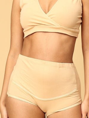 Combo Of Maternity Nursing Sleep Bra and Overbelly Support Panties -Beige - LNGR2-AN-BGE-S