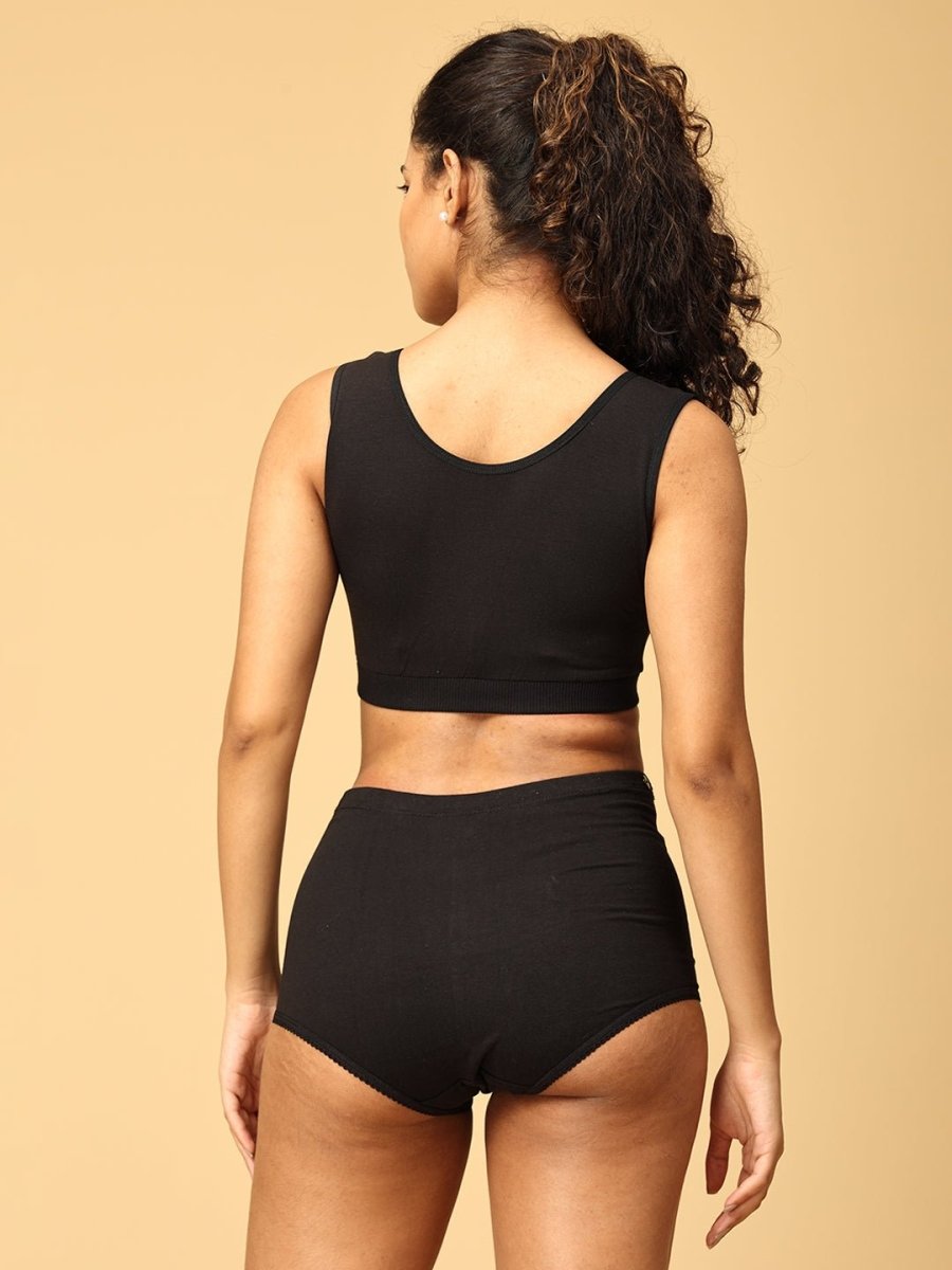 Combo Of Maternity Nursing Sleep Bra and Overbelly Support Panties -Black - LNGR2-AN-BLK-S
