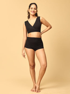 Combo Of Maternity Nursing Sleep Bra and Overbelly Support Panties -Black - LNGR2-AN-BLK-S