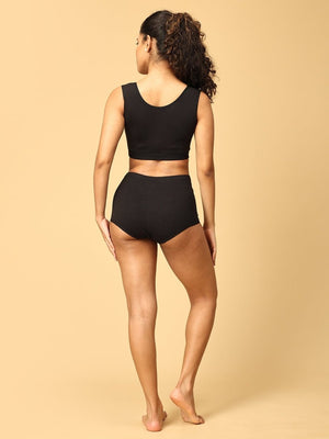 Combo Of Maternity Nursing Sleep Bra and Overbelly Support Panties -Black - LNGR2-AN-BLK-S