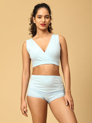Combo Of Maternity Nursing Sleep Bra and Overbelly Support Panties -Blue - LNGR2-AN-BLU-S