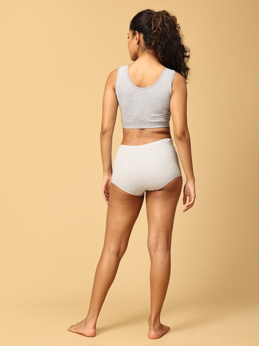 Combo Of Maternity Nursing Sleep Bra and Overbelly Support Panties -Grey - LNGR2-AN-GRY-S