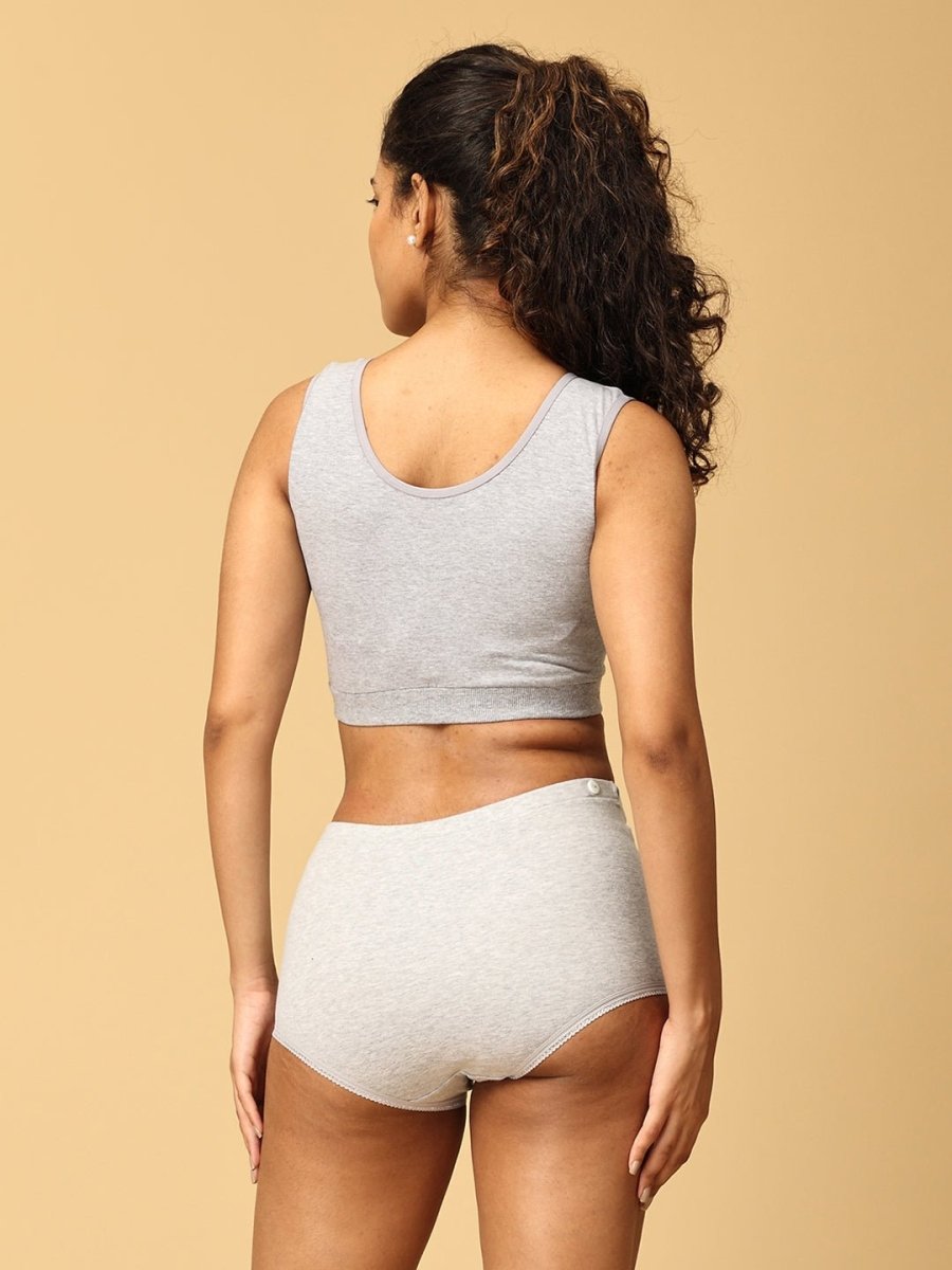 Combo Of Maternity Nursing Sleep Bra and Overbelly Support Panties -Grey - LNGR2-AN-GRY-S