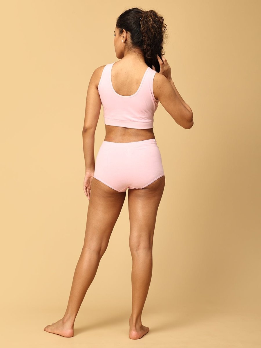Combo Of Maternity Nursing Sleep Bra and Overbelly Support Panties -Pink - LNGR2-AN-PNK-S