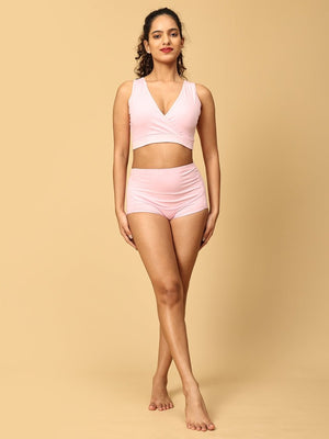 Combo Of Maternity Nursing Sleep Bra and Overbelly Support Panties -Pink - LNGR2-AN-PNK-S