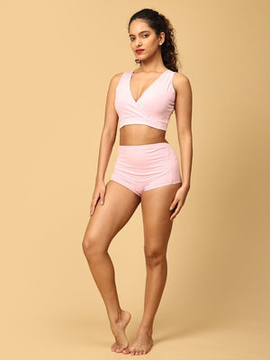 Combo Of Maternity Nursing Sleep Bra and Overbelly Support Panties -Pink - LNGR2-AN-PNK-S