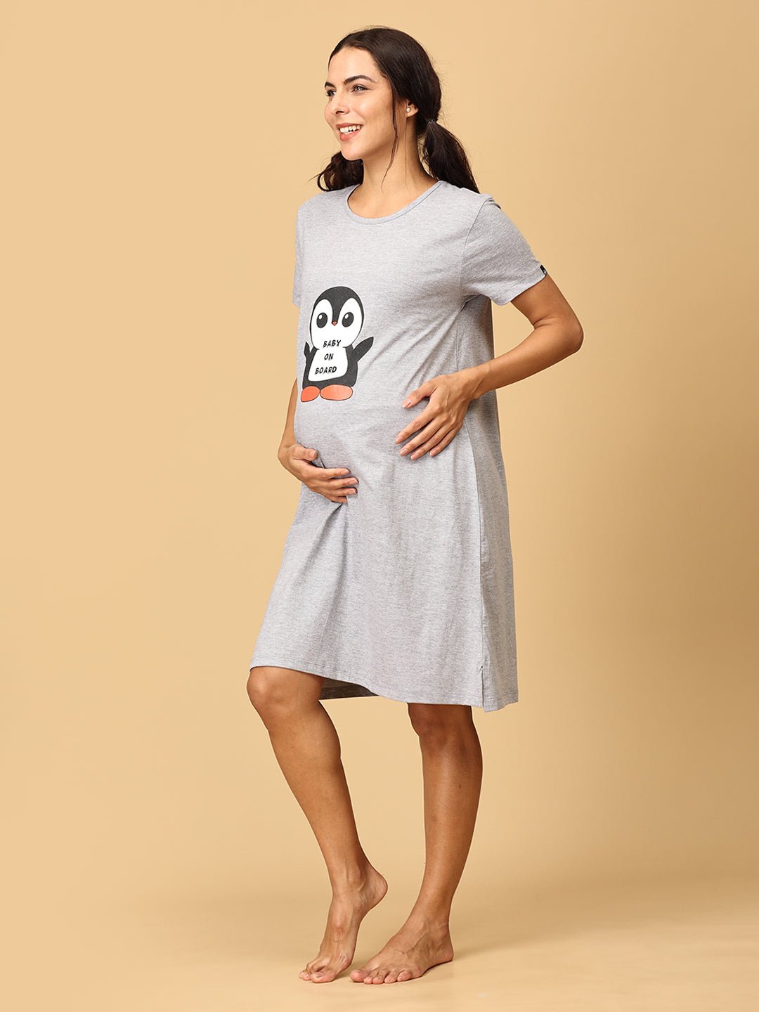 Combo Of Sleepy Mumma & Baby On Board Maternity T-Shirt Dress