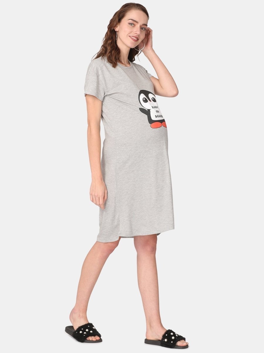 Combo Of Sleepy Mumma & Baby On Board Maternity T-Shirt Dress - NW2-SMBOB-S