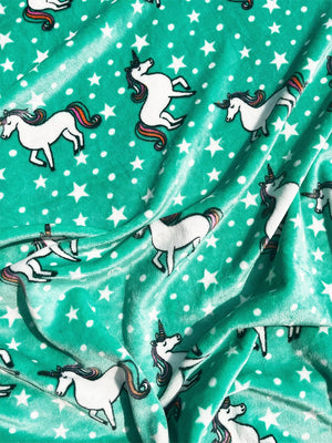 Combo of Unicorn Slumber Party Fleece Pajama and Blanket - Aqua Baby Pyjamas Set
