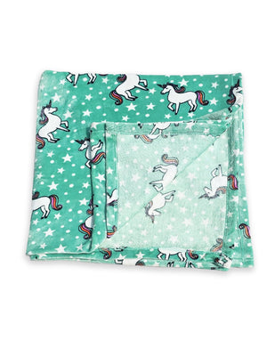 Combo of Unicorn Slumber Party Fleece Pajama and Blanket - Aqua Baby Pyjamas Set